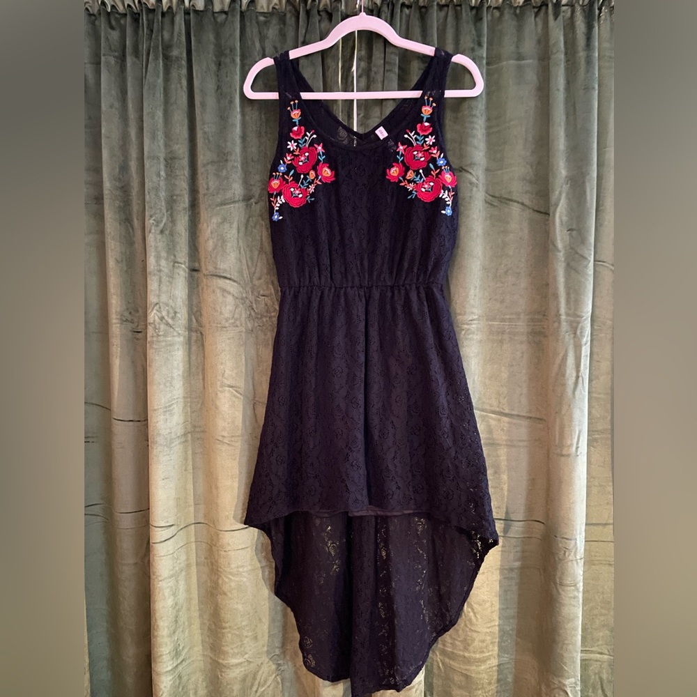 Embroidered Roses High Low Lace Dress